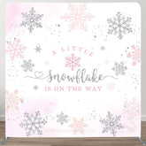 Aperturee - Aperturee Pink Silver Snowflake Baby Shower Square Backdrop